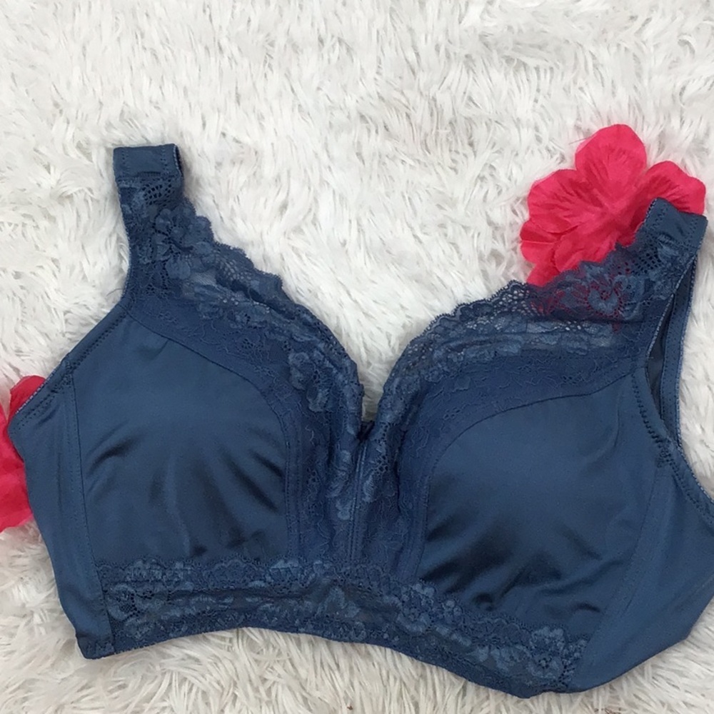 Rhonda Shear blue lace comfort bra 1X